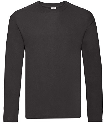 Fruit of the Loom Mens Original Long Sleeve T-Shirt Black L