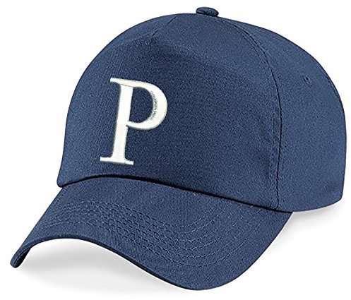 4sold – Gorra de béisbol para niño, verano, de algodón, de calidad, alfabeto de la A a la Z, ajustable, color azul marino Azul P Talla única