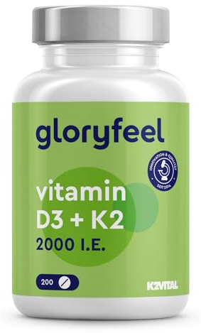 Vitamina D3 K2, Vitamina D, Eletto PRODOTTO DELL'ANNO 2025, Qualità Premium K2VITAL®, 200 Compresse, Vitamina D3 2000 UI + 100 µg Vitamina K, Supporta Ossa, Denti, Articolazioni e Sistema Immunitario