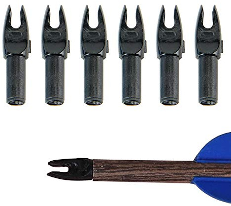 Mruabtiy 50 Pack Archery Arrows Nocks Plastic Insert Arrow Tail for ID 6mm Arrow Shaft Hunting Shooting Targeting (Black)