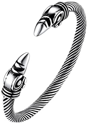 Bestyle Vinatge Cool Raven Head Cuff Bracelet Viking Odin's Ravens Bracelet Stainless Steel Open Cuff Bangle for Men s Viking Lover