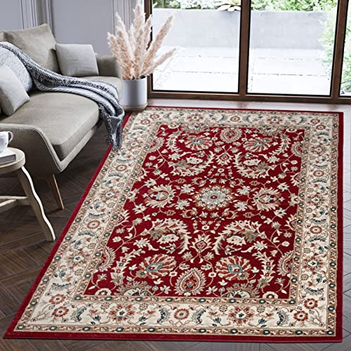 Mazovia Tappeto Corridoio 80x150cm Rosso Classico Tradizionale Morbido | Tappeto per Ingresso Cucina Ufficio Soggiorno Camera da Letto Facile da Pulire Resistente Ai Detergenti Pelo Corto Sintetico