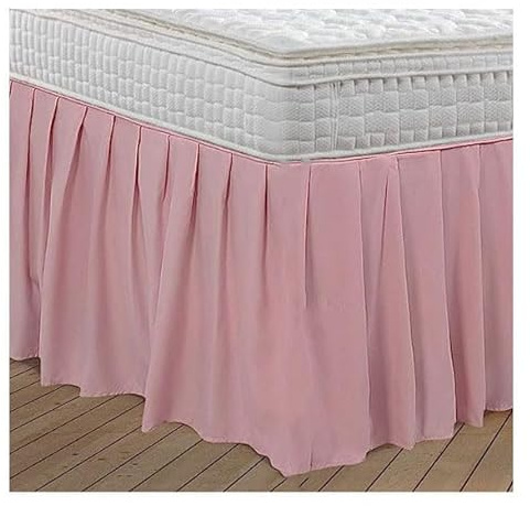 Russo Tessuti Coprirete Trapuntato Giroletto Balza Letto Matrimoniale Cassettone Gonna Volant -Rosa Cipria