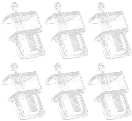 Lot de 6 supports de montage pour filet de tamis d'aquarium - Multifonction - Acrylique transparent - Clip de support pour couvercle d'aquarium