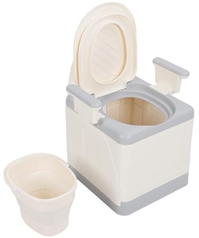 Folding Bedside Commode Chair, Mobile Portable Toilet Seat with Arms and Back, Non Slip Adult Potty Chair Safety Shower Chair for Home, Seniors, Pregnant, Disabled & Elderly (Grey)