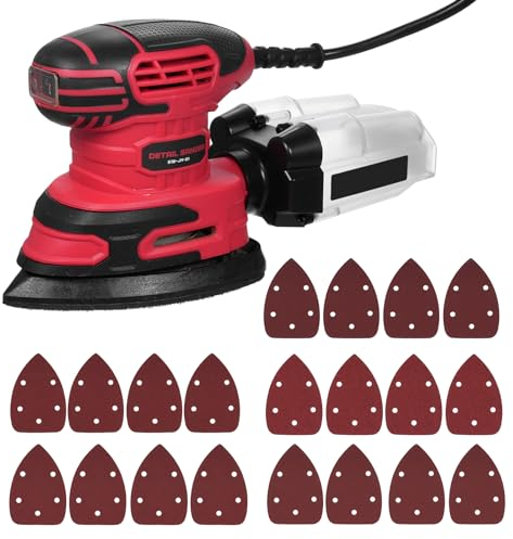 Lijadora Delta Sander 220W 13000RPM Lijadora Orbital MúLtiple Con Recolector De Polvo, Lijadora Manual De 1,6 A Con 20 Papeles De Lija Para Madera