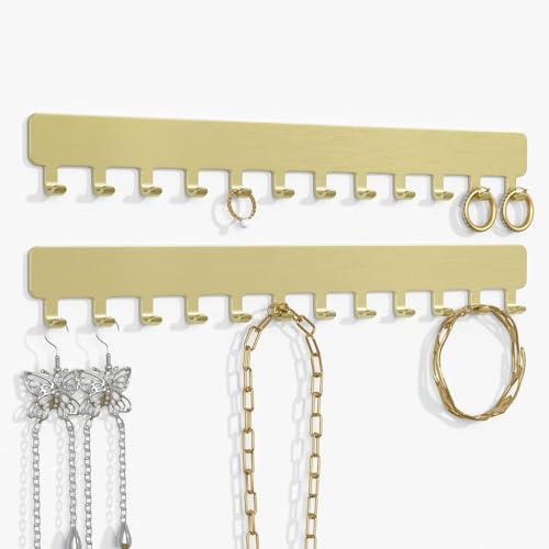 Josmimic Organizador de joyas para colgar en la pared: soporte para cadenas, colgador de cadenas, soporte para joyas para colgar en la pared, color dorado, 2 unidades