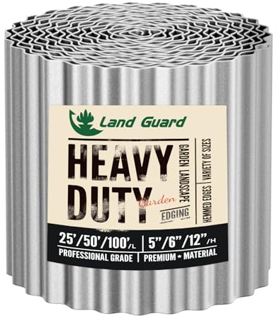 Land Guard Corrugated Garden Edging Border,6 x 50' Landscape Paver Edging, Tall Landscape Edging, Fence for Garden, Flower Bed, Lawn and Landscape Edging (Silver)
