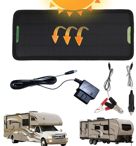 Mantenitore Di Batteria Solare, Caricatore Di Mantenimento Solare - Mantenitore Di Carica Batteria Di Mantenimento Da 5 W - Kit Di Ricarica Di Mantenimento Impermeabile, Caricatore Per Auto 12 V, Inst