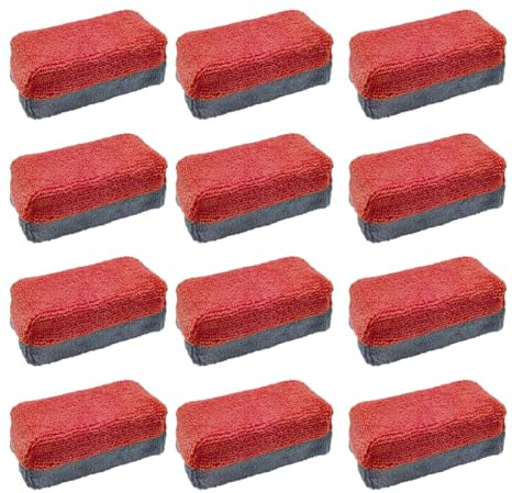 12 spugne applicatrici per rivestimento in ceramica, 10 x 4 cm, in microfibra, per auto, rettangolari, per la pulizia dell'auto, per cera, vernice, sigillante (rosso)