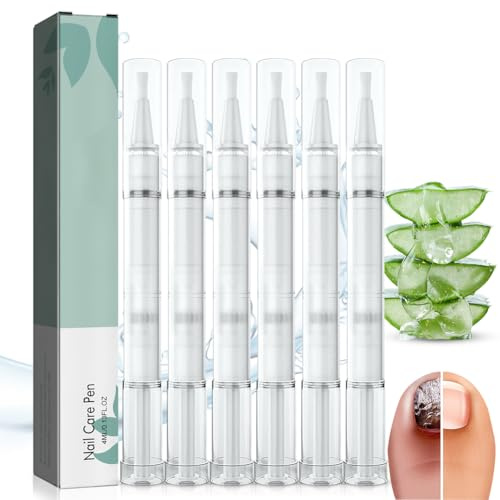 6 lápices para el cuidado de las uñas, lápiz para hongos en las uñas, lápiz para el tratamiento de uñas con aceite de árbol de té, vitamina E y aloe vera para uñas y pies bien cuidadas, secador de