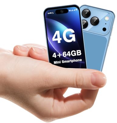 ZOKOE Mini Smartphone, 4G sbloccato, display da 3,88 pollici, Android 12, batteria da 1950 mAh, telefono per bambini e studenti, Dual SIM, riconoscimento facciale (Blu-4G)