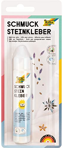 folia 12030 - Schmucksteinkleber, 30 g, lösungsmittelfrei, transparent trocknend - für punktgenaues Kleben von Schmucksteinen und -perlen