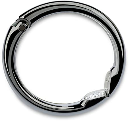 Clipa Bag Hanger - Polished Hematite PVD - The Ring that Opens Into a Hook and Hangs in Just 1/2 of Space, Holds 33 lbs., 3 yr. Warranty