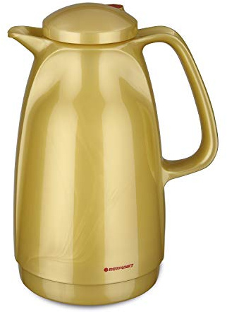 ROTPUNKT Isolierkanne 227 Bella 1,5 l | Zweifunktions-Drehverschluss | BPA-frei - gesundes Trinken | Made in Germany | Warm + Kalthaltung | Glaseinsatz | golden sepp