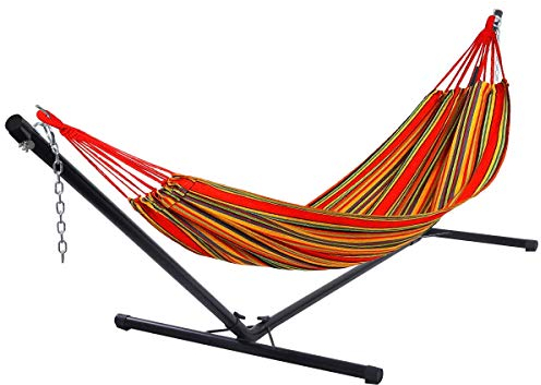 COSTWAY Hängemattengestell Hängemattenständer Hängemattenhalter Metall schwarz nur Gestell, ohne Hängematte (325x100x106cm)