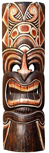 Wogeka Schöne 50 cm Tiki Holz Maske Neuseeland Maori Wandmaske Handarbeit Bali Maske87