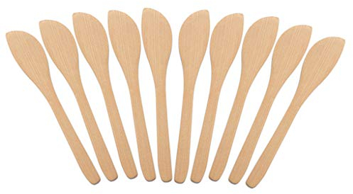 Shenxay Lot de 10 couteaux à beurre en bois avec cuillère, ustensile de remplissage pour boulettes, pain, outils de cuisine