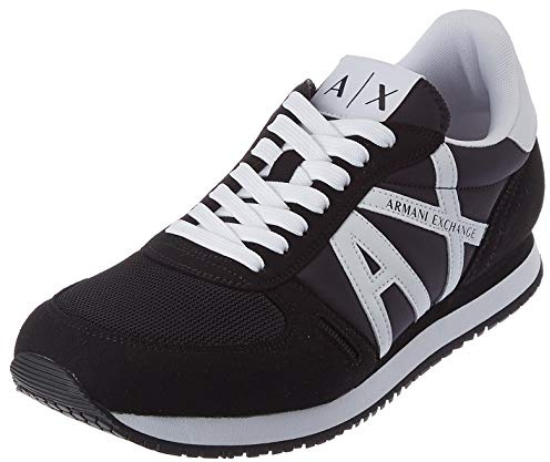 Armani Exchange Herren Rio Side Logo Sneaker, Schwarz, 44 EU