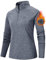 AjezMax Damen 1/4 Reißverschluss Laufshirt Langarm Sport Training Fitness T-Shirts UPF 50+ Schnelltrocknend Atmungsaktiv Outdoor Wandershirt Langarmshirt Dunkelgrau Größe XXL