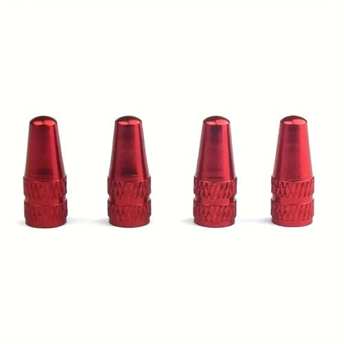 AUTOZOCO Tapón de Válvula Bicicleta, Tapón Válvula Presta, Tapón Vástago Bicicleta, Casquillos de Válvula Bicicletas, Tapones Válvula Neumático Bici, Aleación de Aluminio, Rojo, 5 Unidades