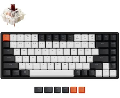 Keychron K2 Wireless Bluetooth/USB Wired Gaming Mechanical Keyboard, Hot-swappable 75% Layout 84 Keys RGB LED Backlight, Aluminum Frame for Mac Windows, Gateron G Pro Brown Switch, Version 2
