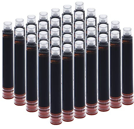 SIPLIV 35 PCS Ink Cartridges, 3.4 mm Bore Diameter Fountain Pen Calligraphy Pen Refill Ink Cartridges - Brown