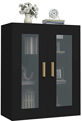 Festnight Pensile Bagno Sospeso, Vetrina Soggiorno, Parete Soggiorno Moderna, in Legno Multistrato Nero 69,5x34x90 cm