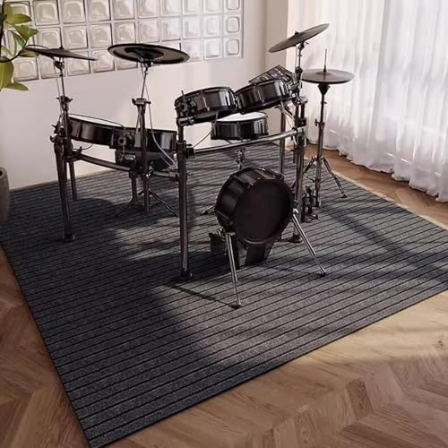 PPGE HOME Drum Rug Vibration Absorbing Mat Soundproof Mat Anti-Slip Anti-Vibration Carpet Rectangle Drum Carpet Great Gift for Drummers,Low Pile(Size:180×180cm,Color:Grey)