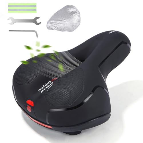 SinLaw Fahrradsattel,Gel Fahrradsitz,Bequem Weich Memory Schaum Radsattel,Cityradsättel Mountainbikesätte,Ergonomisch Fahrrad Sattel mit wasserdichte Abdeckung,Geeignet für Damen & Herren