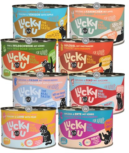 Lucky Lou Lifestage Adult Mix-Paket Katzenfutter nass - 24 x 200g - hochwertiges Katzenfutter mit viel Protein - Nassfutter getreidefrei & ohne Zucker