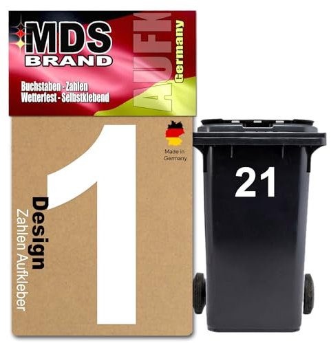 Prime Design 15cm Zahlen Aufkleber | Selbstklebende hausnummern zum aufkleben | Klebezahlen für Mülltonne, Briefkasten & Hausnummer | Optimal für Außen & Innen, klebeziffer sind Weiss (1, 15cm)