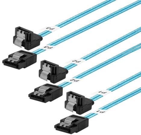 ADCAUDX Long-SATA 90-Degree Cable 1M, 3 Pack Flexible Thin SATA Right-Angle Cable 3.3Ft Angled to Straight 6Gbps Data for Hard Drive,Sever,SSD HDD