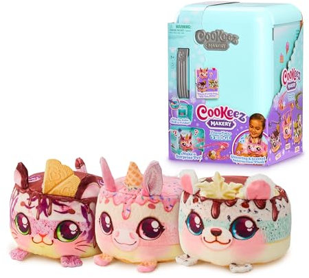 COOKEEZ MAKERY - Frigorifico Mágico, Juguete Infantil Interactivo, Ingredientes para Crear tu Tarta de Peluche, Congelador con Sonidos y Olor Dulce, Niños y Niñas +5 años, Famosa (CKE03000)