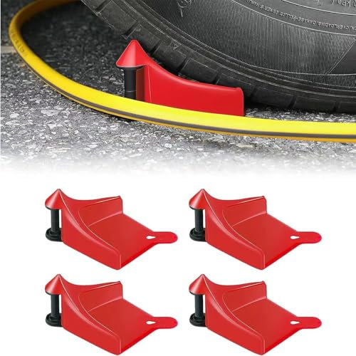 BAAQII 4 Pcs Car Hose Guide, Car Wheel Hose Guide Wedge, Car Tire Hose Roller for Car Washing, Car Tire Hose Guide Plastic, Car Detailing Washing Tools for Car, Truck, Motorcycle Tires (Red)