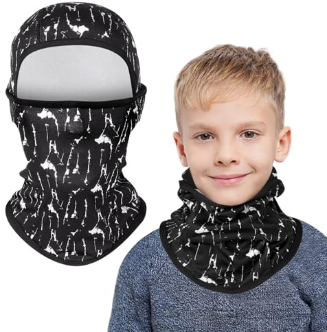 AYPOW Cagoule d'hiver Thermique pour Enfants 2-8 Ans, Multifonction Coupe-Vent Masque de Ski Bonnet de Cyclisme avec Cache-Cou, Casquette Chapeau pour Garçons et Filles Sports d'hiver en Plein Air