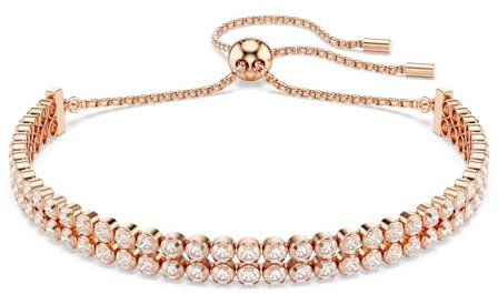 Swarovski Matrix Tennis bracelet, Round cut, White, Rose gold-tone plated