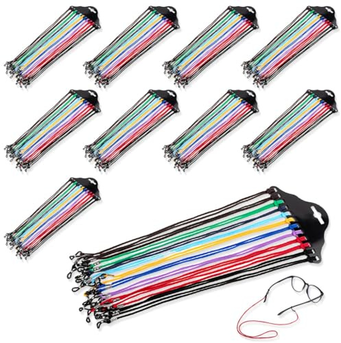 12 Pièces Cordon Lunettes, Chaînes à Lunettes Lunettes Chaîne Lanière Réglable Universel Attaches Lunettes Chaîne Ficelle Titulaire