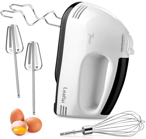 Leafai Handmixer - Elektrischer Handrührgerät mit 7 Geschwindigkeitsstufen Turbo-Boost Handmixer mit 5 Edelstahl-Zubehörteilen zum Schlagen und Mischen – spülmaschinenfest