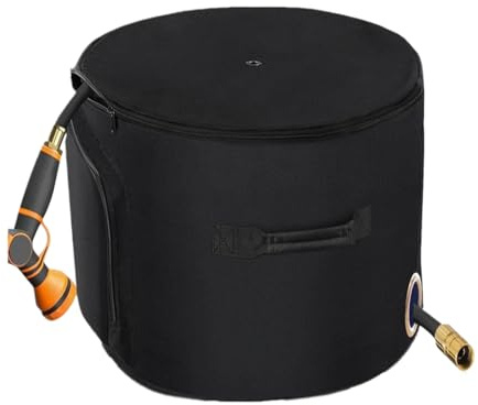 Maceta de almacenamiento para manguera, soporte decorativo para manguera de jardín, recipiente para manguera de terraza, tubo de agua de alto rendimiento, gran propietario de manguera oculto con tapa