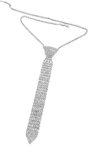 Jiuvaso Collier et Cravate en, Bijou de Cou Tendance et Brillant, Accessoire Vestimentaire pour Homme Femme, Argent