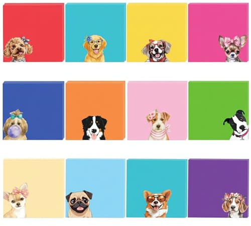 Hontaog 12 Bloques de Notas Adhesivas Perro Kawaii, 240 Hojas Sticky Notes Divertidas, Notas Autoadhesivas para Oficina, Escuela, Planner, Diario DIY, Regalo para Amantes de Perros