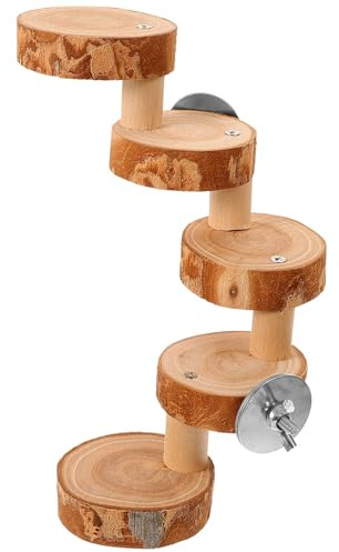 DOITOOL Échelle en Bois Marron pour Cobayes et Chinchillas, Jouet Résistant aux Morsures Facile à Installer Cage pour Petits Animaux