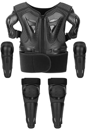 Nsaroche Gilet da Motocross per Bambini, Gilet Protettivo per, Giacca, Protezione per Schiena E Petto, Set Completo in Materiale Traspirante per Ba