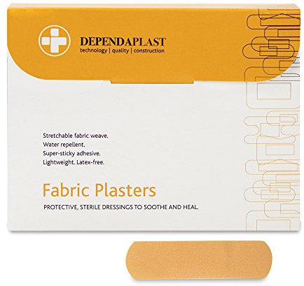 Dependaplast Advanced Fabric Plasters 7.5cm x 2.5cm - Hi Tech Lightweight, Water-Repellent, Flexible, Super-Sticky Adhesive - Box of 100