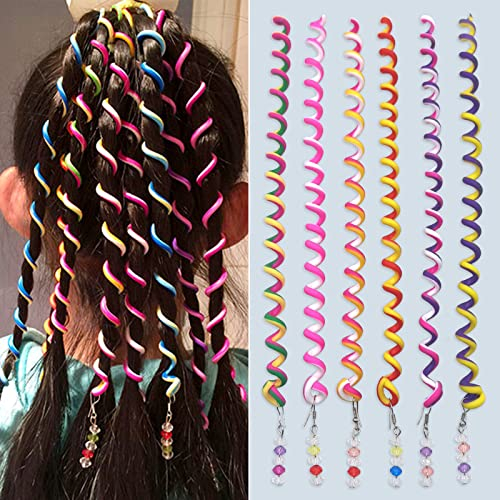 SwirlColor Haarschmuck Mädchen Frauen, 6 Stück Bunte Haar Haarreifen Haarband mit Strass Flechthilfe Haare Styling Zubehör