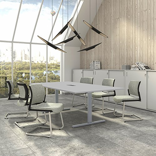 Weber Büro Easy Konferenztisch 240x120 cm Perlgrau mit ELEKTRIFIZIERUNG Besprechungstisch Tisch, Gestellfarbe:Silber
