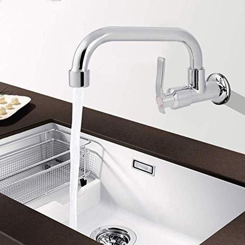 G1/2in Corpo in ottone per acqua a parete/Tubo in acciaio inossidabile Rubinetto per lavabo Rubinetto per acqua fredda singolo da cucina Bagno (Tipo B 20 cm)