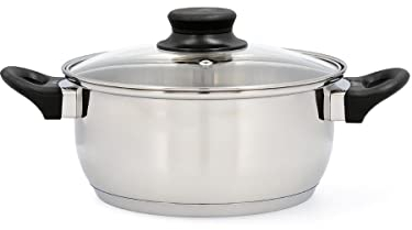 Quid Habitat Casseruola in acciaio inox 24 x 11,5 cm - 480 cl in acciaio inox adatto vetroceramica adatto induzione 100% igienico