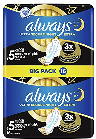 Always - 16x Ultra Sanitary Pads Secure Night Extra with Wings - 1 Piece
